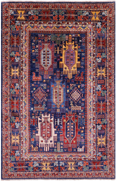 Persian Fine Serapi Handmade Wool Rug - 5' 11" X 9' 3" - Golden Nile