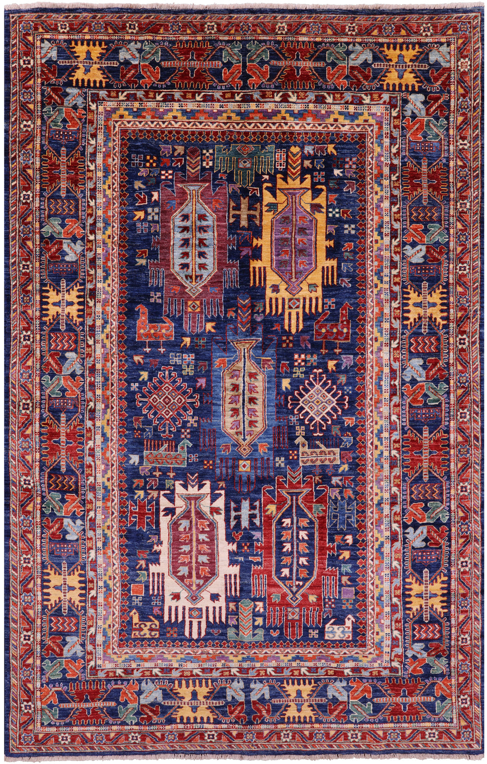 Persian Fine Serapi Handmade Wool Rug - 5' 11" X 9' 3" - Golden Nile