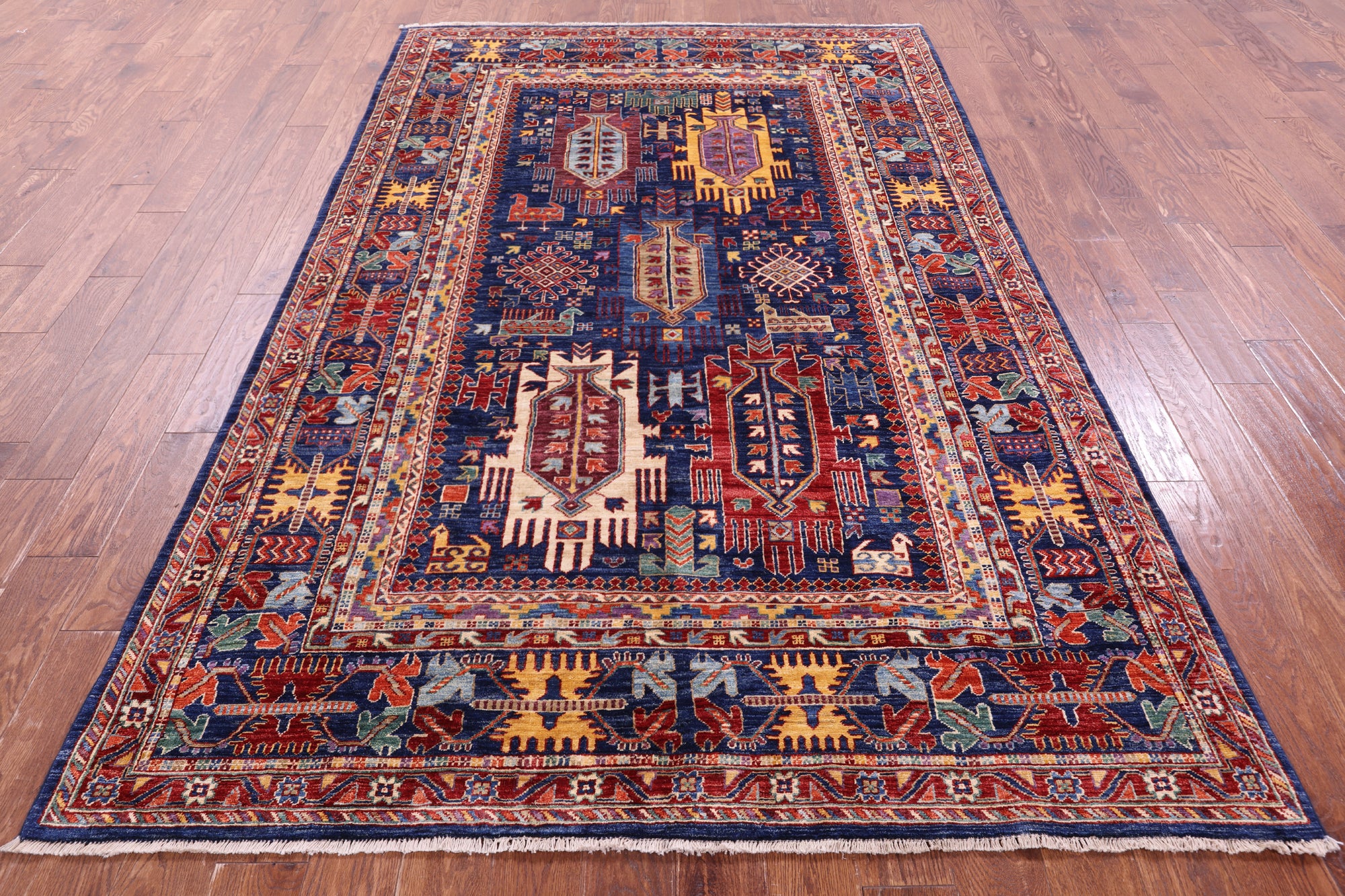 Persian Fine Serapi Handmade Wool Rug - 5' 11" X 9' 3" - Golden Nile