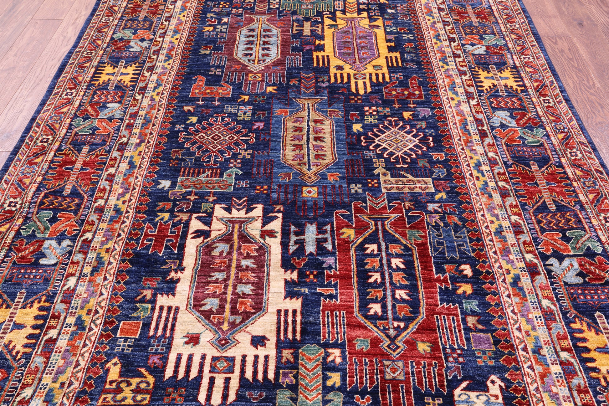 Persian Fine Serapi Handmade Wool Rug - 5' 11" X 9' 3" - Golden Nile