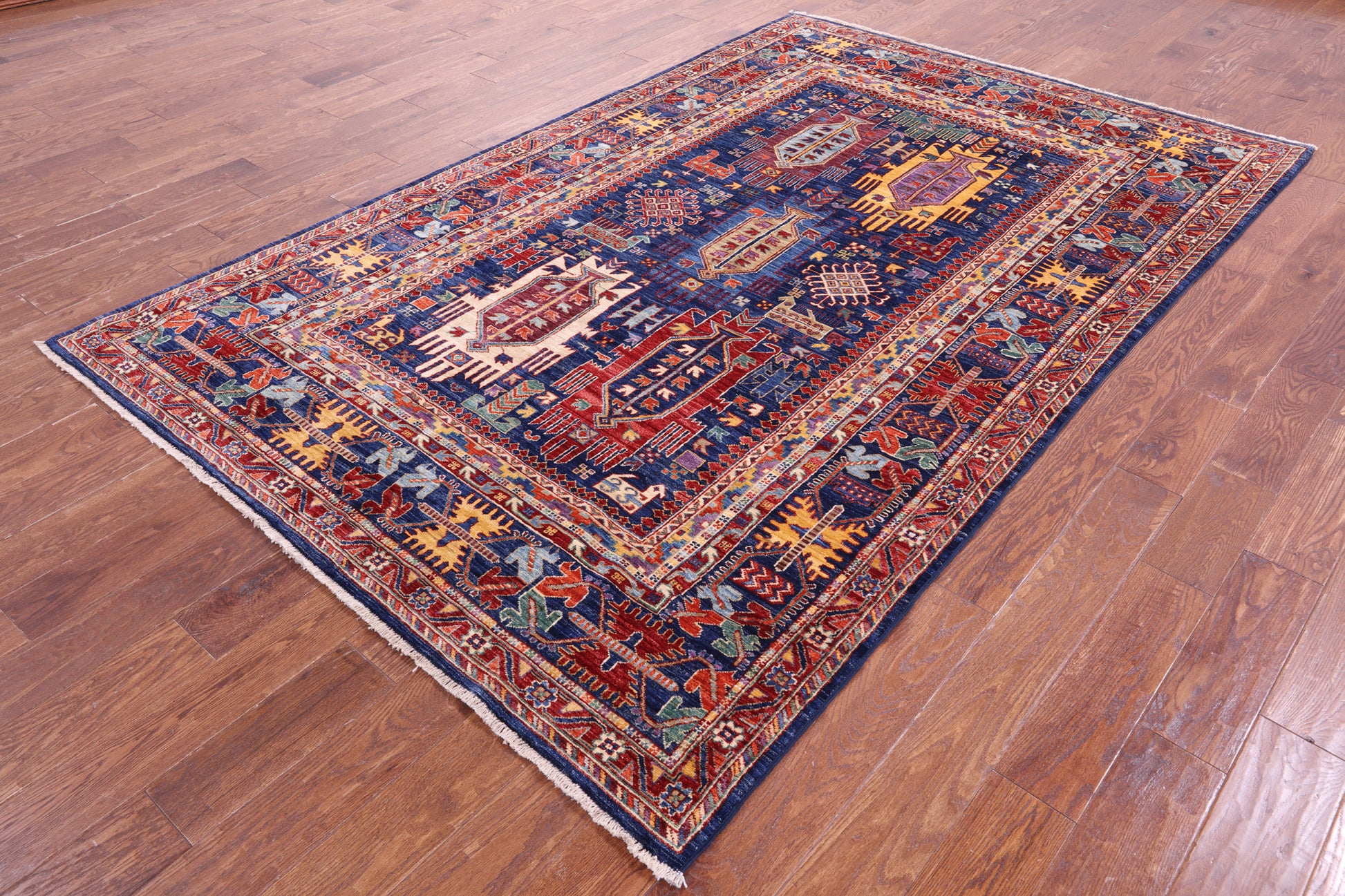 Persian Fine Serapi Handmade Wool Rug - 5' 11" X 9' 3" - Golden Nile