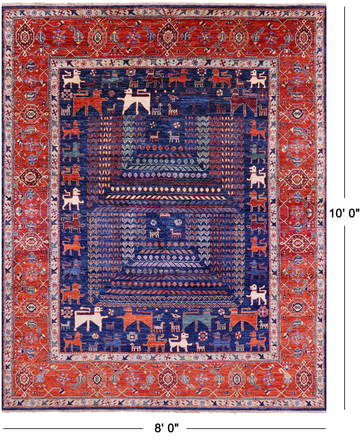 Persian Fine Serapi Hand Knotted Wool Rug - 8' 0" X 10' 0" - Golden Nile
