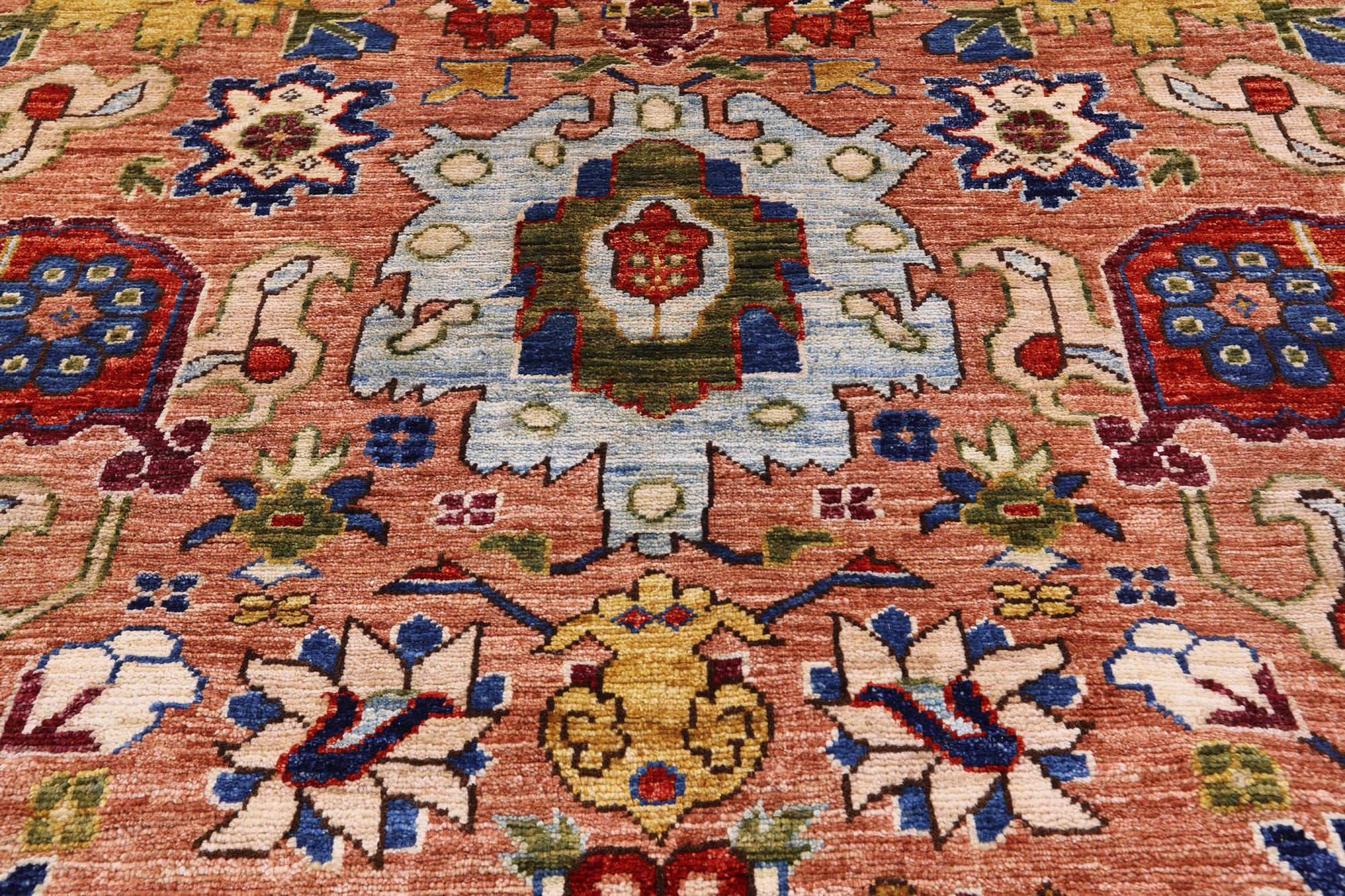 Persian Fine Serapi Hand Knotted Wool Rug - 9' 0" X 11' 9" - Golden Nile