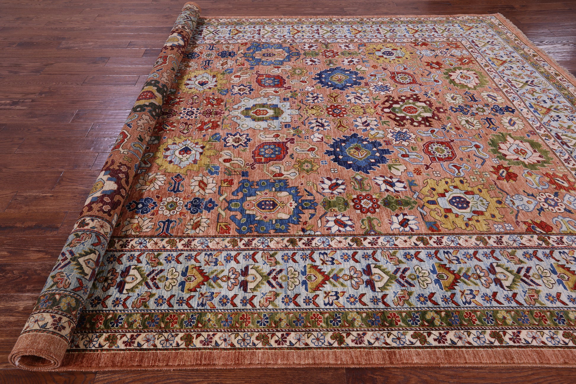 Persian Fine Serapi Hand Knotted Wool Rug - 9' 0" X 11' 9" - Golden Nile