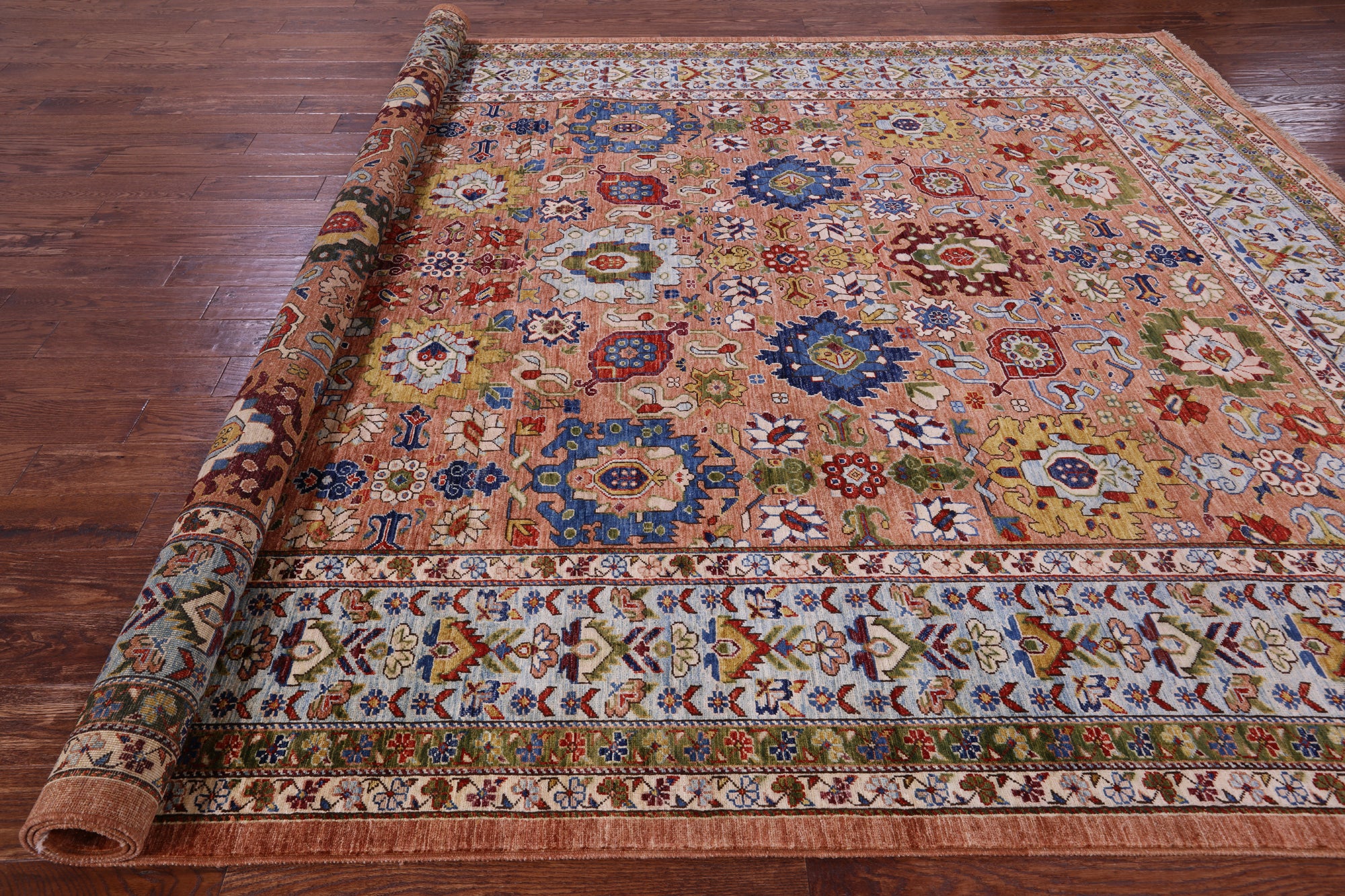 Persian Fine Serapi Hand Knotted Wool Rug - 9' 0" X 11' 9" - Golden Nile