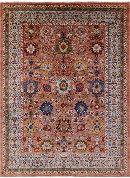 Persian Fine Serapi Hand Knotted Wool Rug - 9' 0" X 11' 9" - Golden Nile