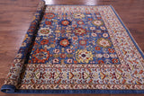 Blue Persian Fine Serapi Hand Knotted Wool Rug - 7' 11" X 9' 8" - Golden Nile