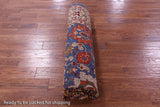Blue Persian Fine Serapi Hand Knotted Wool Rug - 7' 11" X 9' 8" - Golden Nile