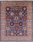 Blue Persian Fine Serapi Hand Knotted Wool Rug - 7' 11" X 9' 8" - Golden Nile