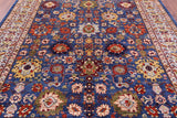 Blue Persian Fine Serapi Hand Knotted Wool Rug - 7' 11" X 9' 8" - Golden Nile