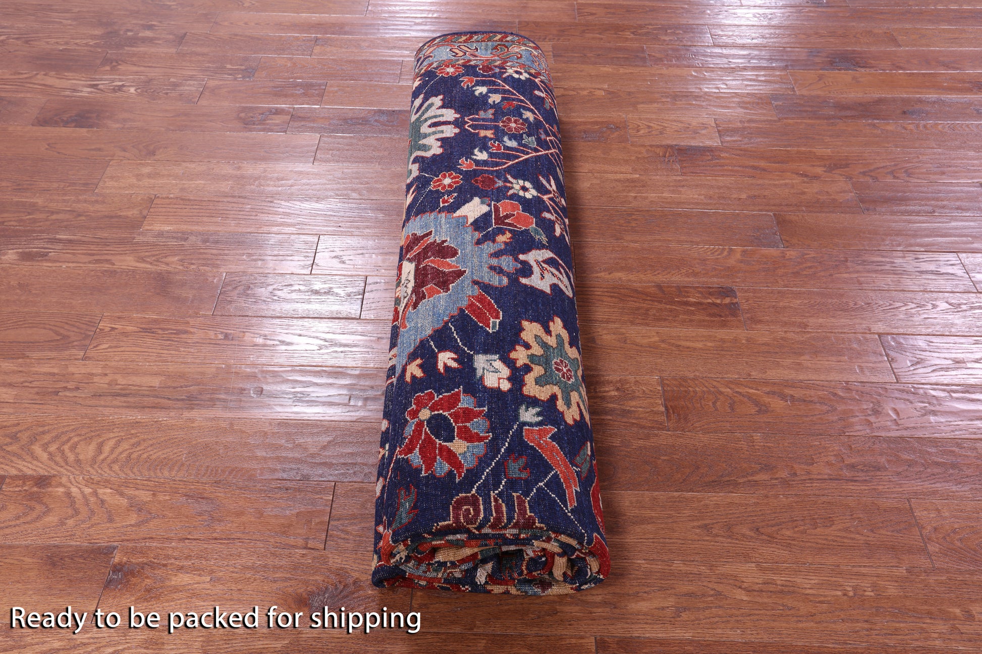Blue Persian Fine Serapi Hand Knotted Wool Rug - 9' 1" X 12' 0" - Golden Nile