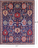 Blue Persian Fine Serapi Hand Knotted Wool Rug - 9' 1" X 12' 0" - Golden Nile