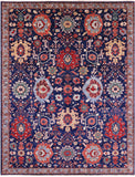 Blue Persian Fine Serapi Hand Knotted Wool Rug - 9' 1" X 12' 0" - Golden Nile