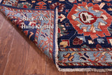 Blue Persian Fine Serapi Hand Knotted Wool Rug - 9' 1" X 12' 0" - Golden Nile