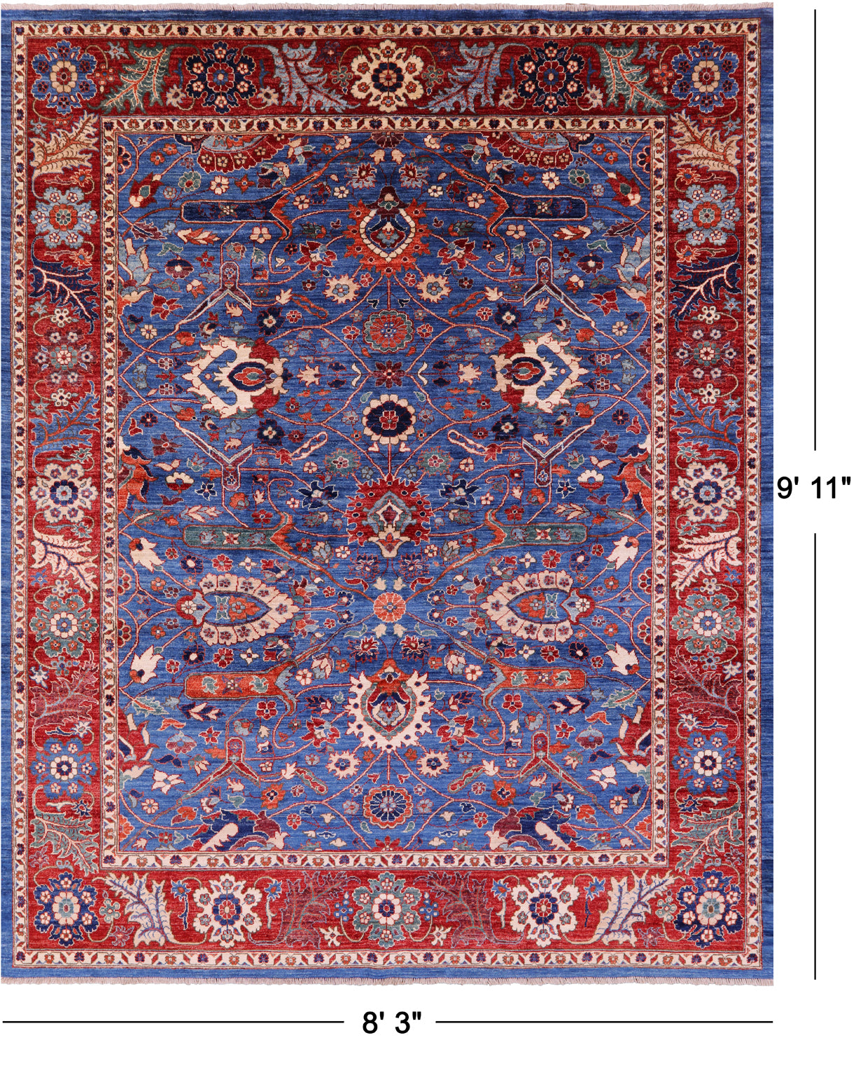 Persian Fine Serapi Hand Knotted Wool Rug - 8' 3" X 9' 11" - Golden Nile