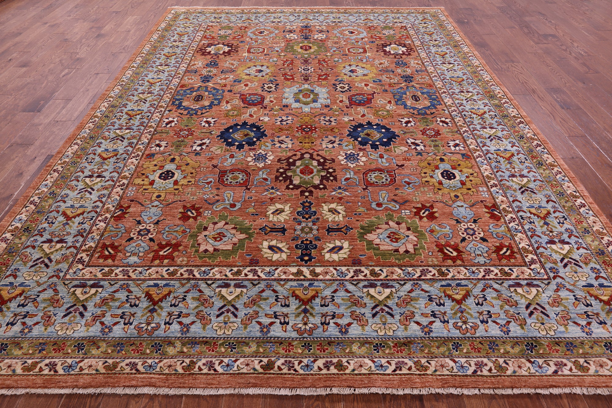 Persian Fine Serapi Hand Knotted Wool Rug - 9' 0" X 12' 0" - Golden Nile