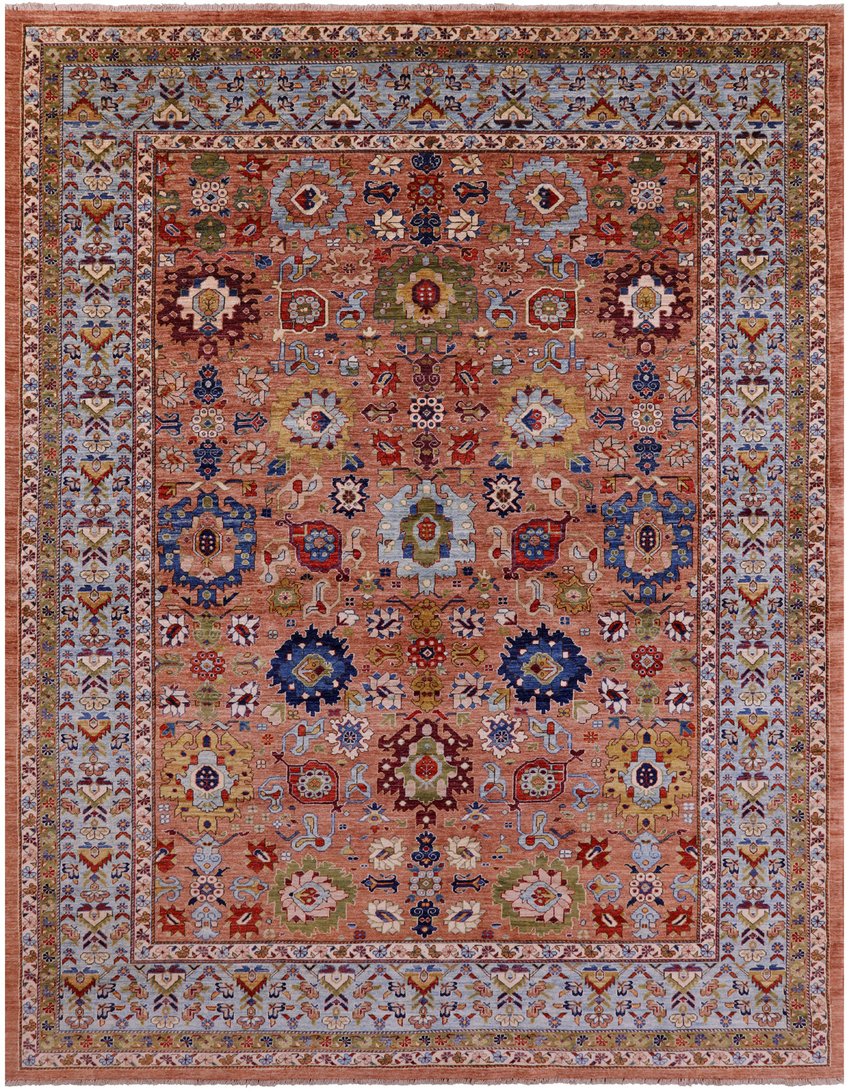 Persian Fine Serapi Hand Knotted Wool Rug - 9' 0" X 12' 0" - Golden Nile