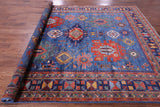 Blue Persian Fine Serapi Hand Knotted Wool Rug - 8' 2" X 9' 8" - Golden Nile