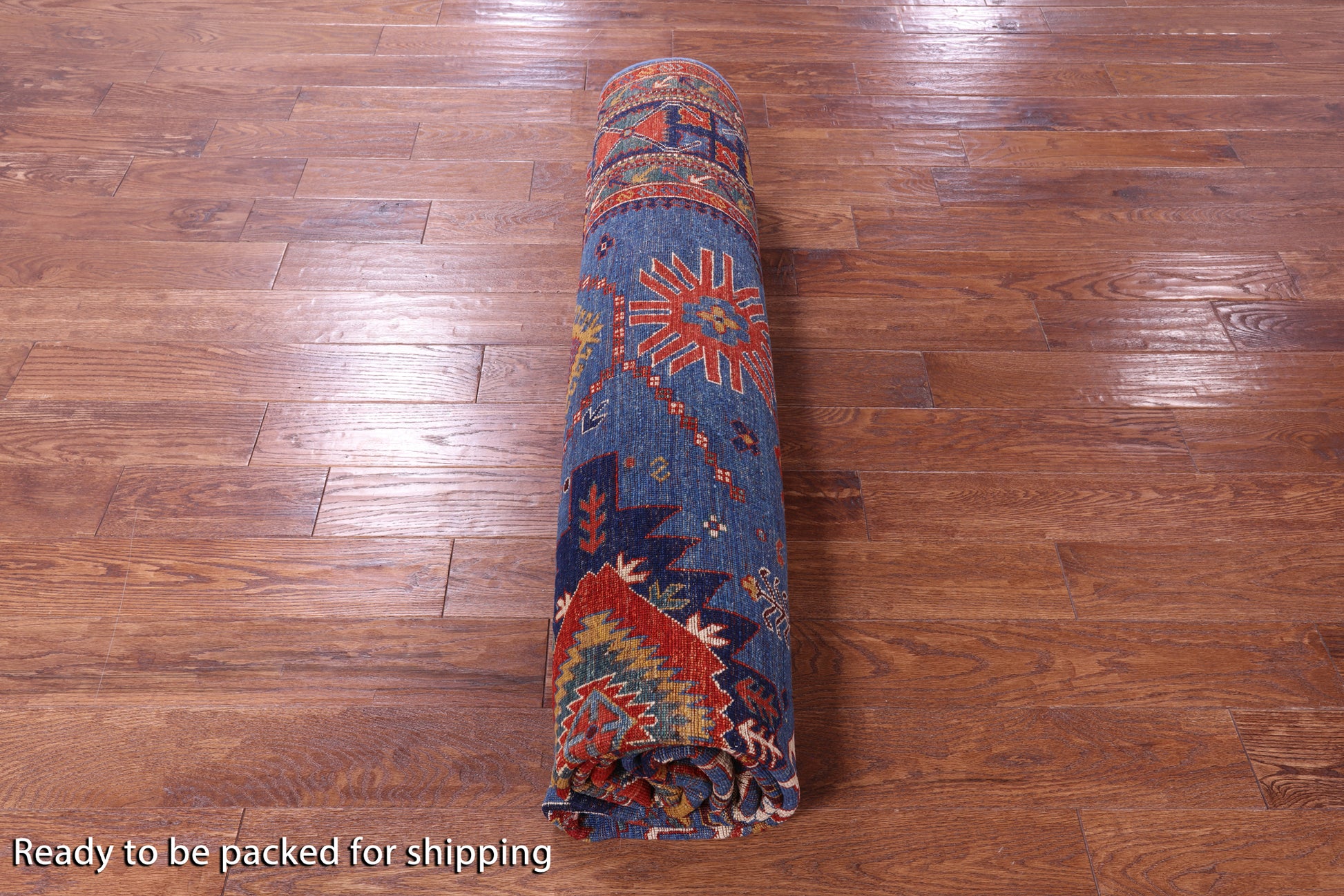 Blue Persian Fine Serapi Hand Knotted Wool Rug - 8' 2" X 9' 8" - Golden Nile