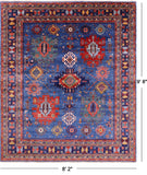 Blue Persian Fine Serapi Hand Knotted Wool Rug - 8' 2" X 9' 8" - Golden Nile