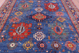 Blue Persian Fine Serapi Hand Knotted Wool Rug - 8' 2" X 9' 8" - Golden Nile