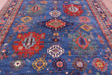 Blue Persian Fine Serapi Hand Knotted Wool Rug - 8' 2" X 9' 8" - Golden Nile