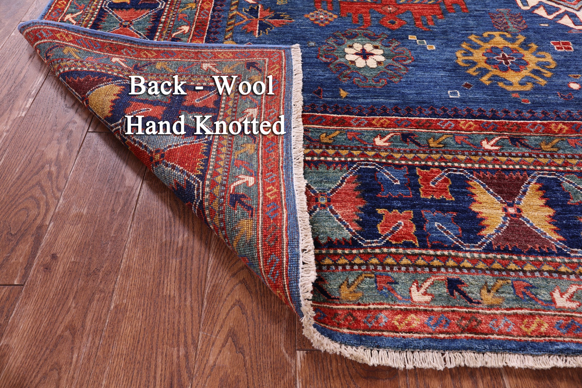 Blue Persian Fine Serapi Hand Knotted Wool Rug - 8' 2" X 9' 8" - Golden Nile