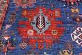 Blue Persian Fine Serapi Hand Knotted Wool Rug - 8' 2" X 9' 8" - Golden Nile