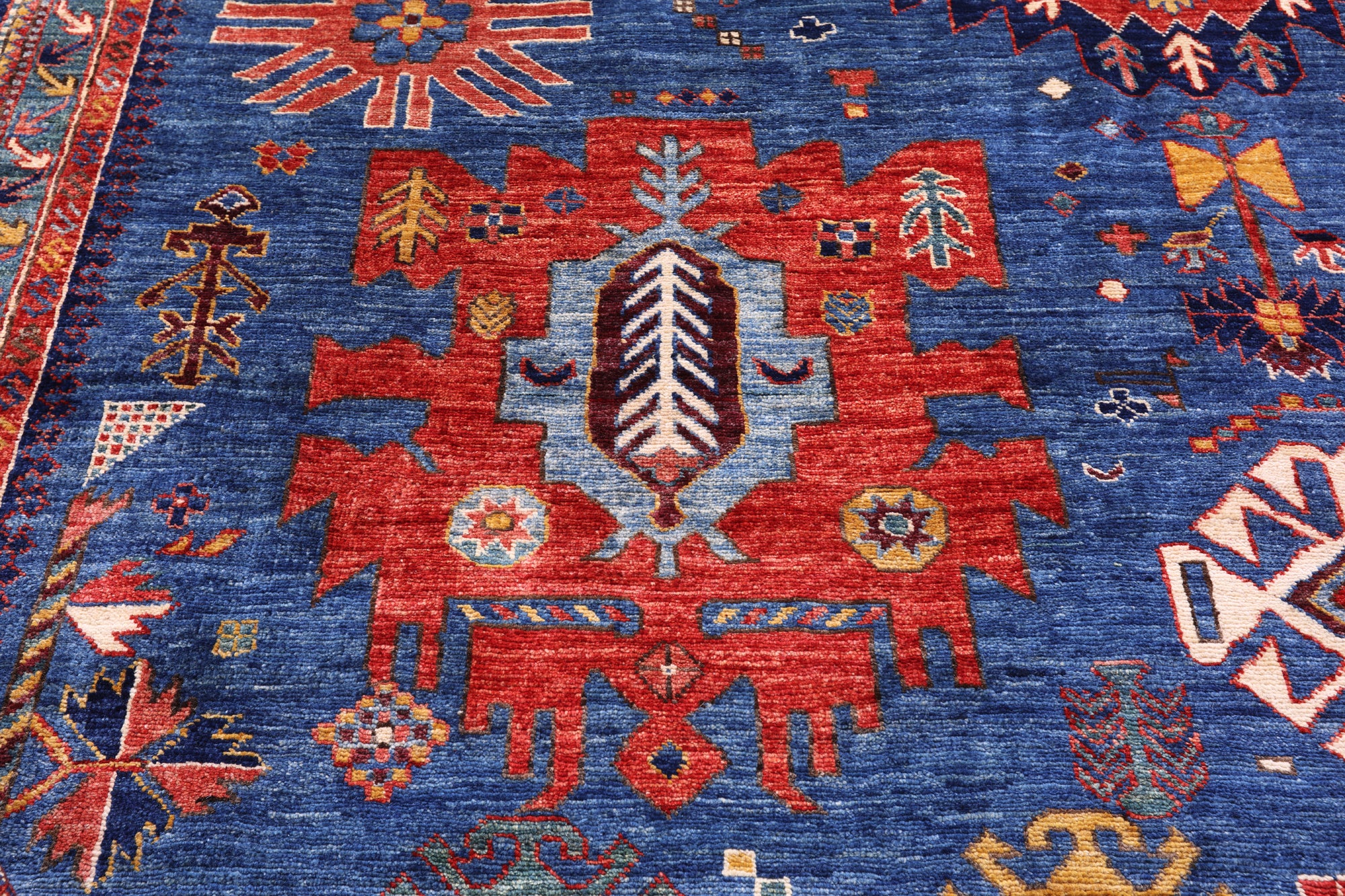 Blue Persian Fine Serapi Hand Knotted Wool Rug - 8' 2" X 9' 8" - Golden Nile