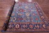 Blue Persian Fine Serapi Hand Knotted Wool Rug - 8' 2" X 9' 7" - Golden Nile