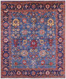 Blue Persian Fine Serapi Hand Knotted Wool Rug - 8' 2" X 9' 7" - Golden Nile
