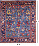 Blue Persian Fine Serapi Hand Knotted Wool Rug - 8' 2" X 9' 7" - Golden Nile
