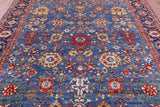 Blue Persian Fine Serapi Hand Knotted Wool Rug - 8' 2" X 9' 7" - Golden Nile