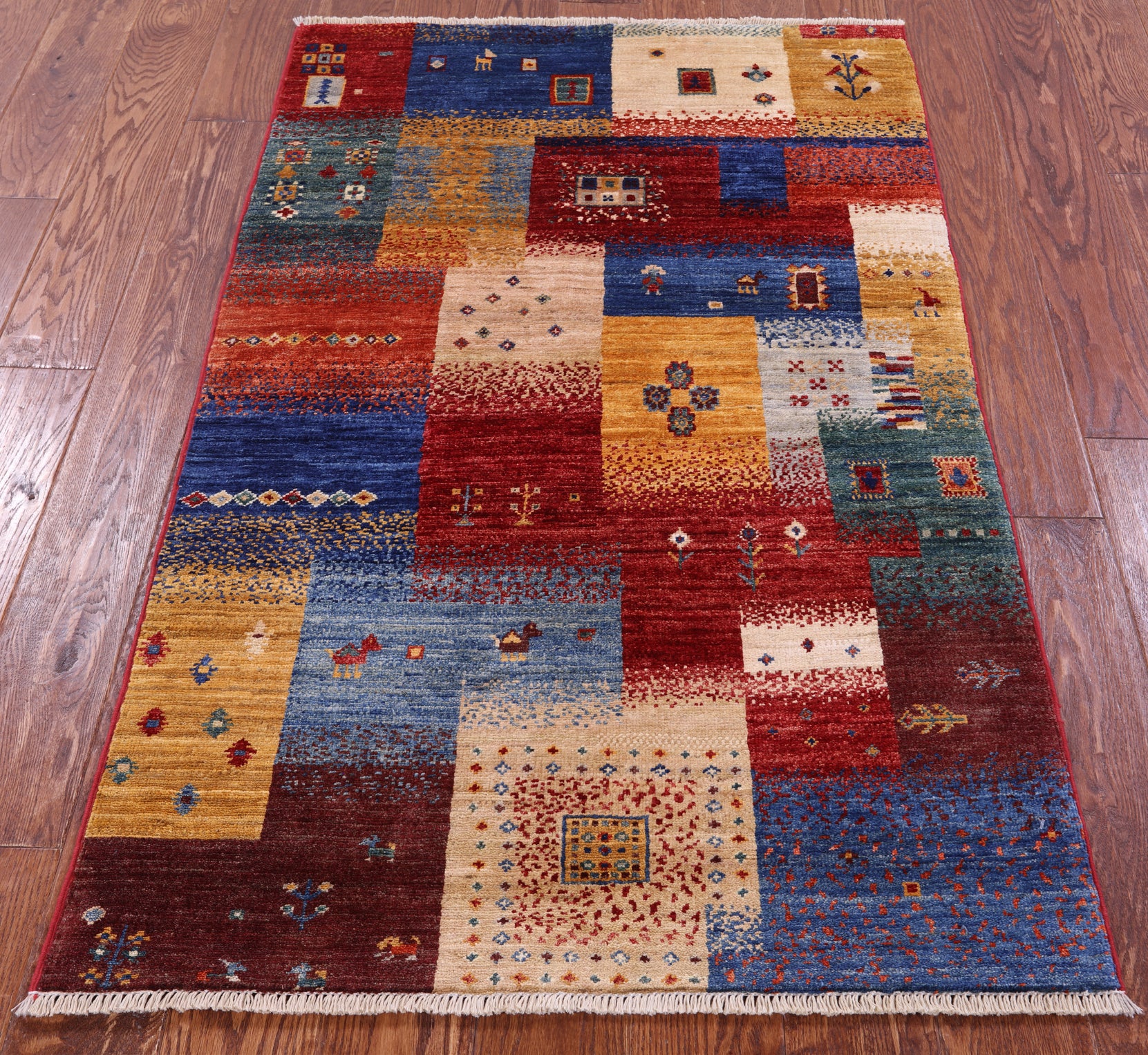 Tribal Persian Gabbeh Handmade Wool Rug - 3' 0" X 4' 10" - Golden Nile