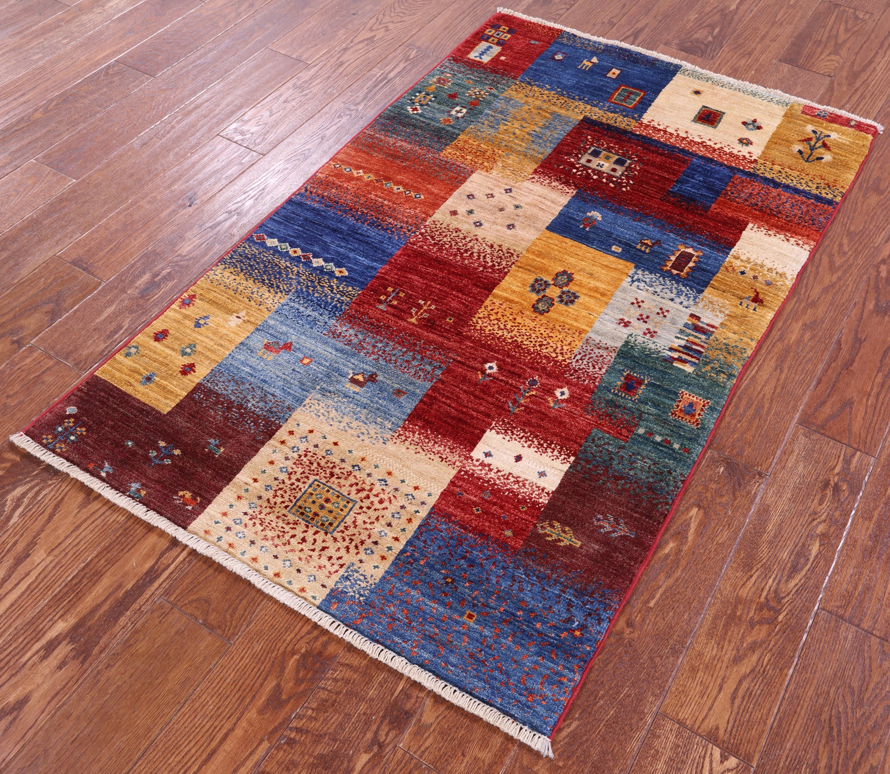 Tribal Persian Gabbeh Handmade Wool Rug - 3' 0" X 4' 10" - Golden Nile