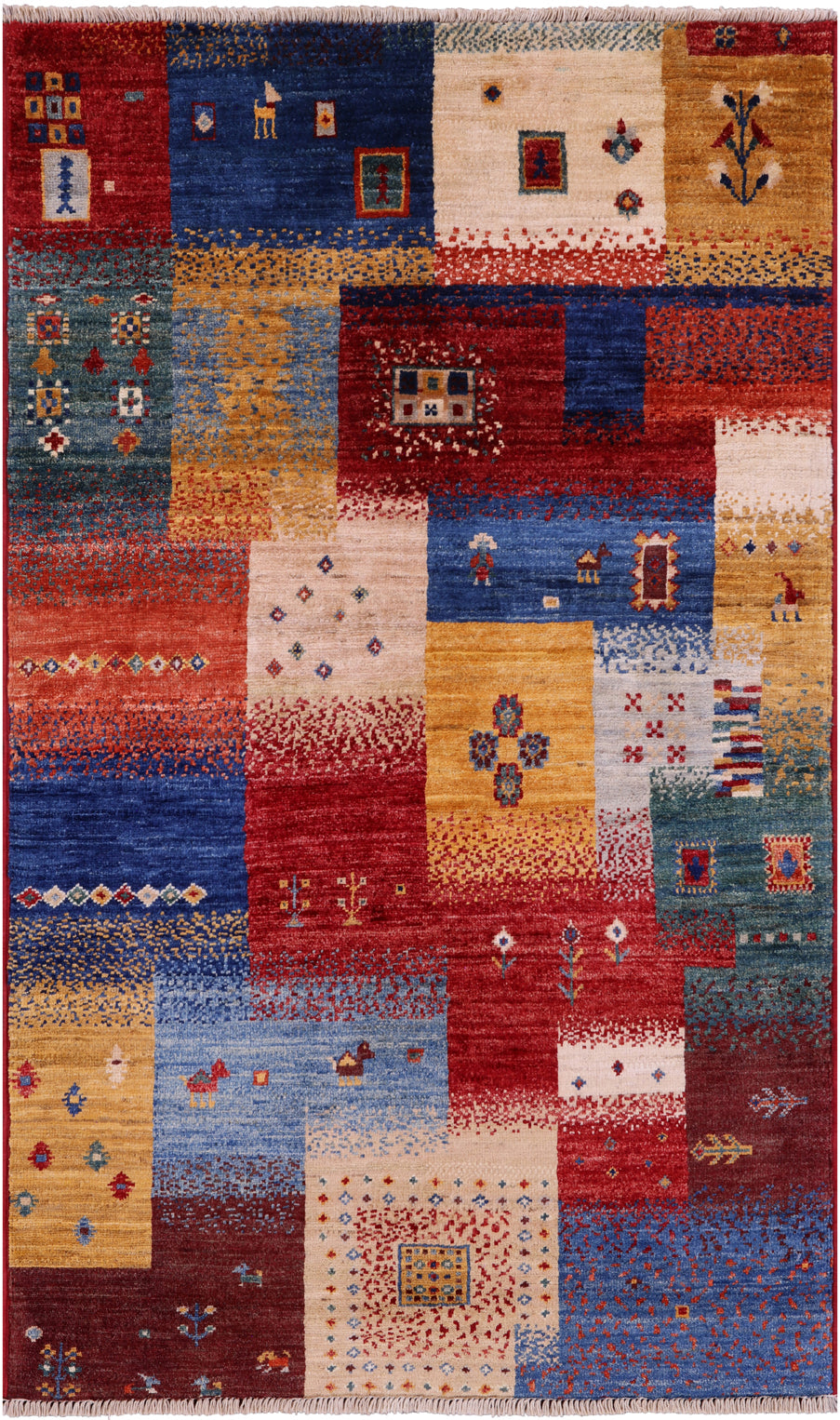 Tribal Persian Gabbeh Handmade Wool Rug - 3' 0" X 4' 10" - Golden Nile