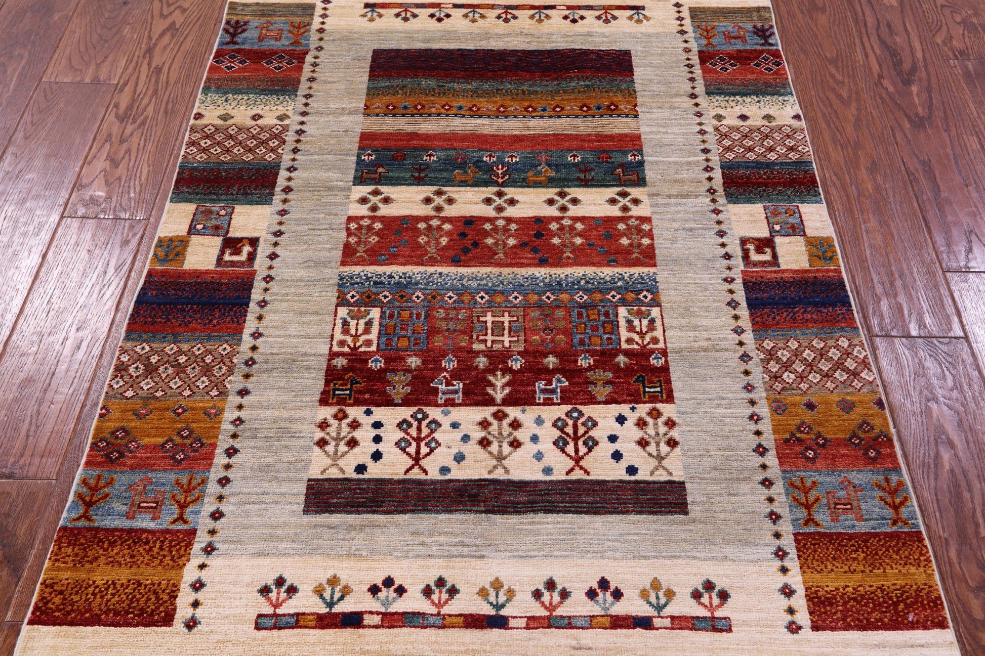 Tribal Persian Gabbeh Hand Knotted Wool Rug - 3' 3" X 4' 10" - Golden Nile