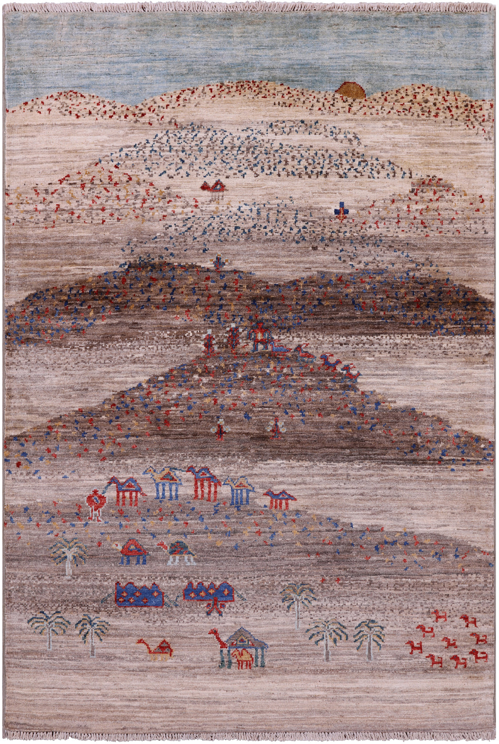 Tribal Persian Gabbeh Hand Knotted Wool Rug - 3' 3" X 4' 10" - Golden Nile