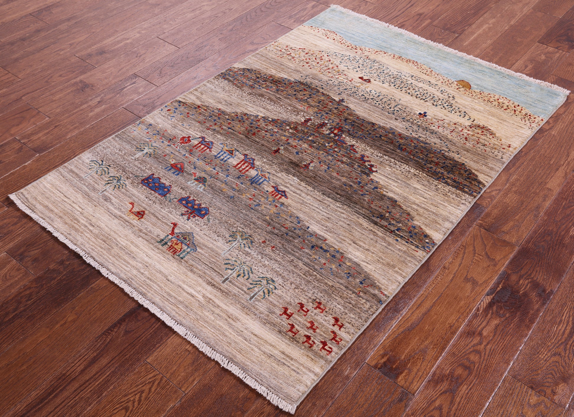 Tribal Persian Gabbeh Hand Knotted Wool Rug - 3' 3" X 4' 10" - Golden Nile