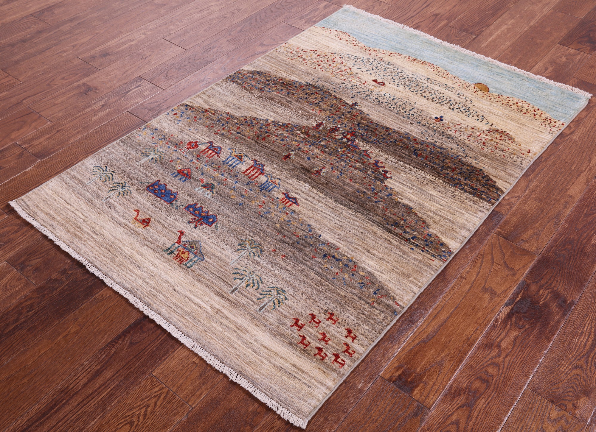 Tribal Persian Gabbeh Hand Knotted Wool Rug - 3' 3" X 4' 10" - Golden Nile