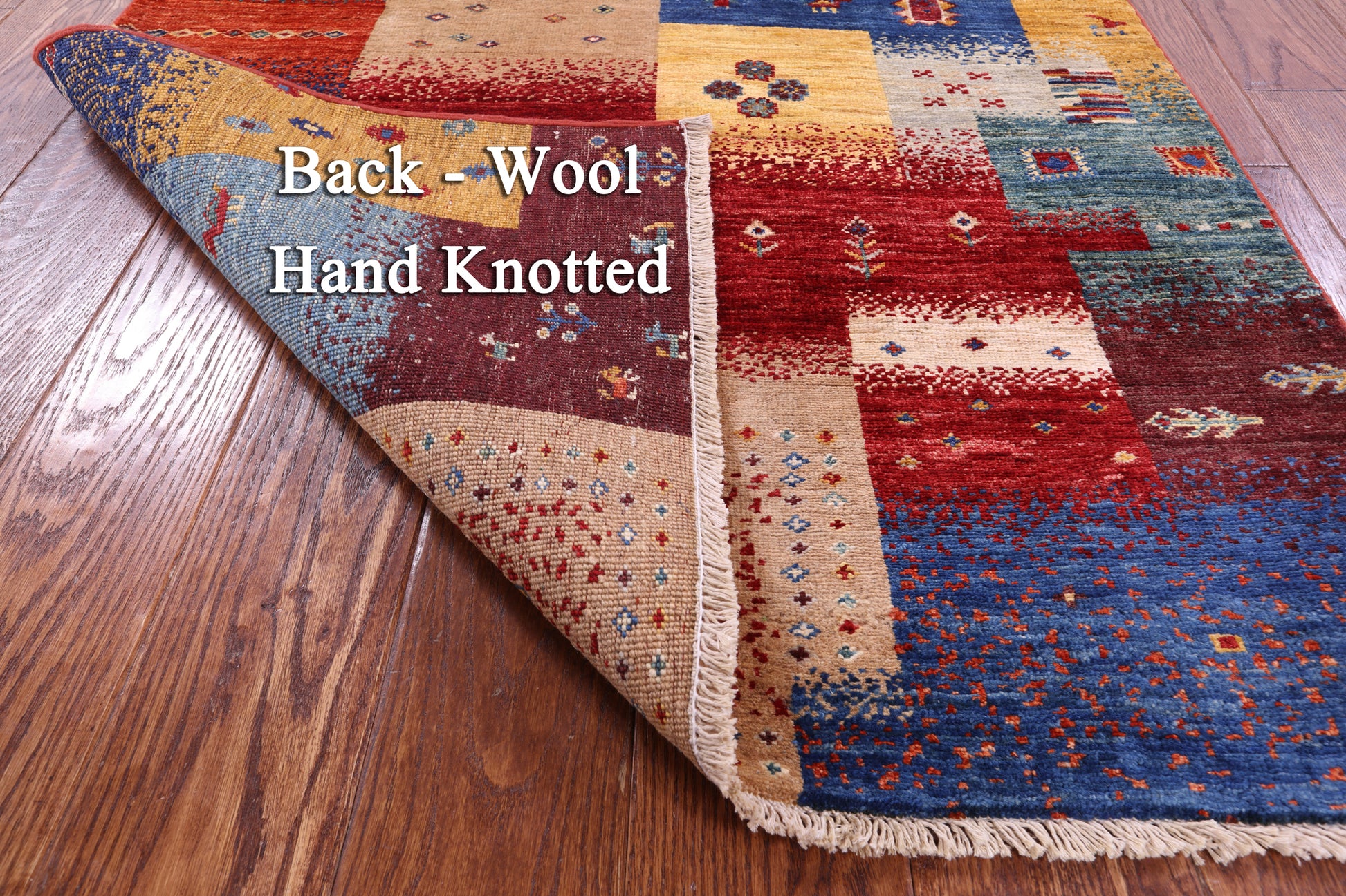 Tribal Persian Gabbeh Hand Knotted Wool Rug - 3' 3" X 4' 10" - Golden Nile