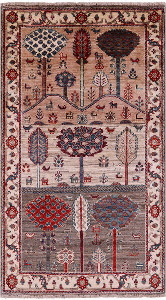 Tribal Persian Gabbeh Hand Knotted Wool Rug - 3' 0" X 5' 3" - Golden Nile