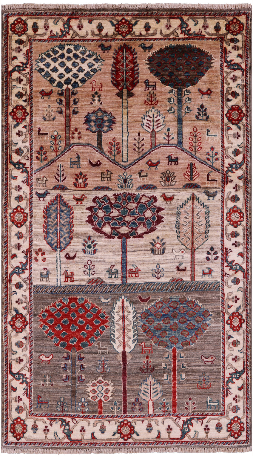 Tribal Persian Gabbeh Hand Knotted Wool Rug - 3' 0" X 5' 3" - Golden Nile