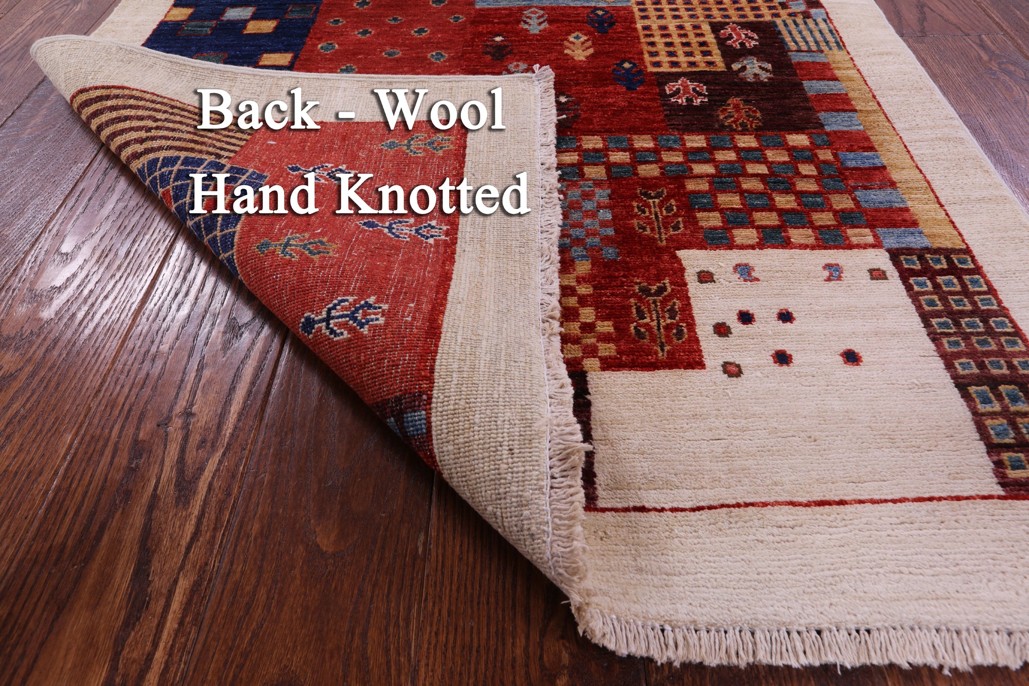 Tribal Persian Gabbeh Handmade Wool Rug - 3' 3" X 4' 10" - Golden Nile