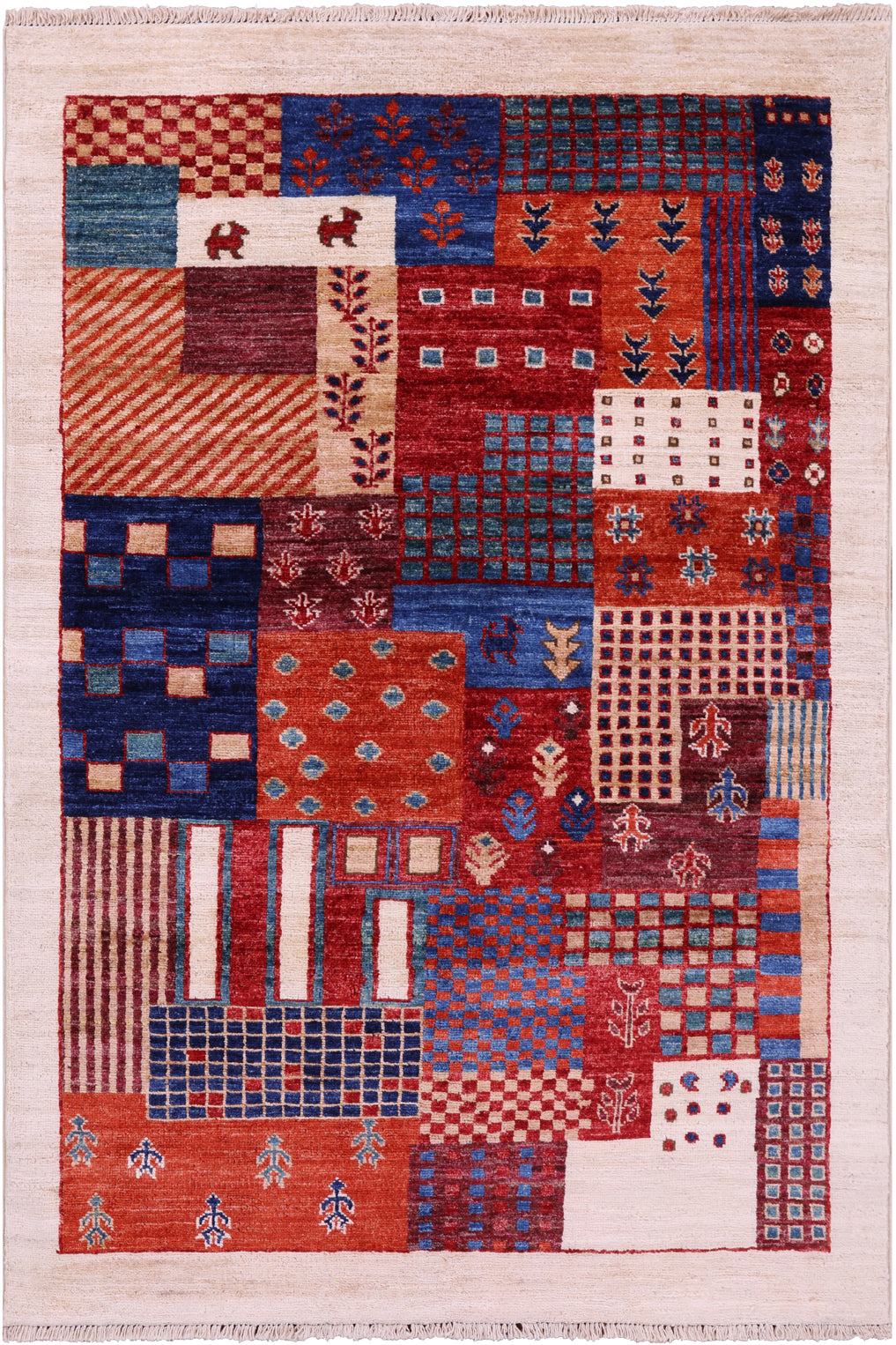 Tribal Persian Gabbeh Hand Knotted Wool Rug - 3' 4" X 4' 11" - Golden Nile