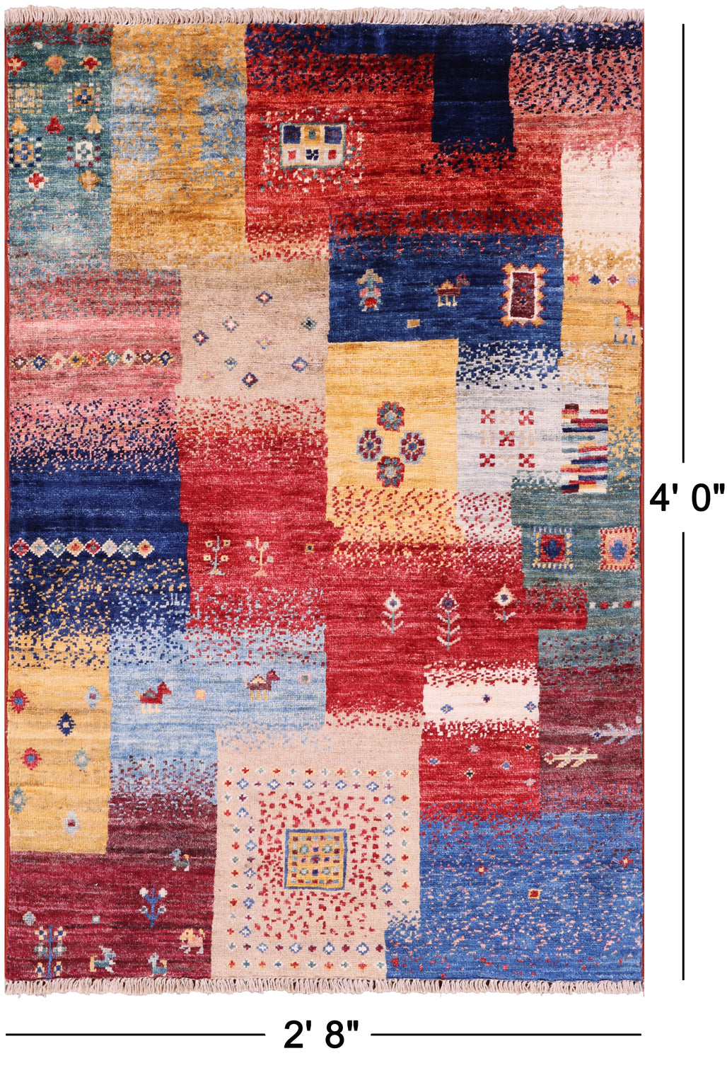 Tribal Persian Gabbeh Handmade Wool Rug - 2' 8" X 4' 0" - Golden Nile