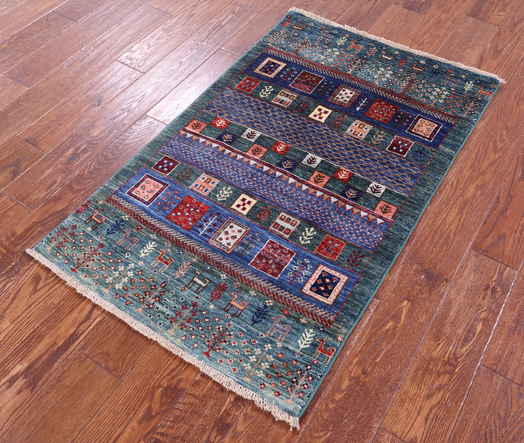 Tribal Persian Gabbeh Hand Knotted Wool Rug - 2' 7" X 4' 2" - Golden Nile