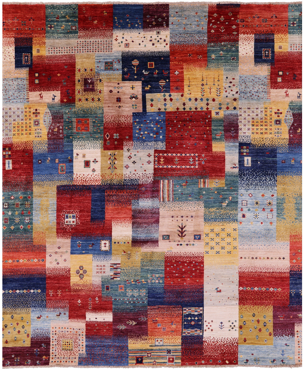 Tribal Persian Gabbeh Handmade Wool Rug - 8' 4" X 9' 10" - Golden Nile