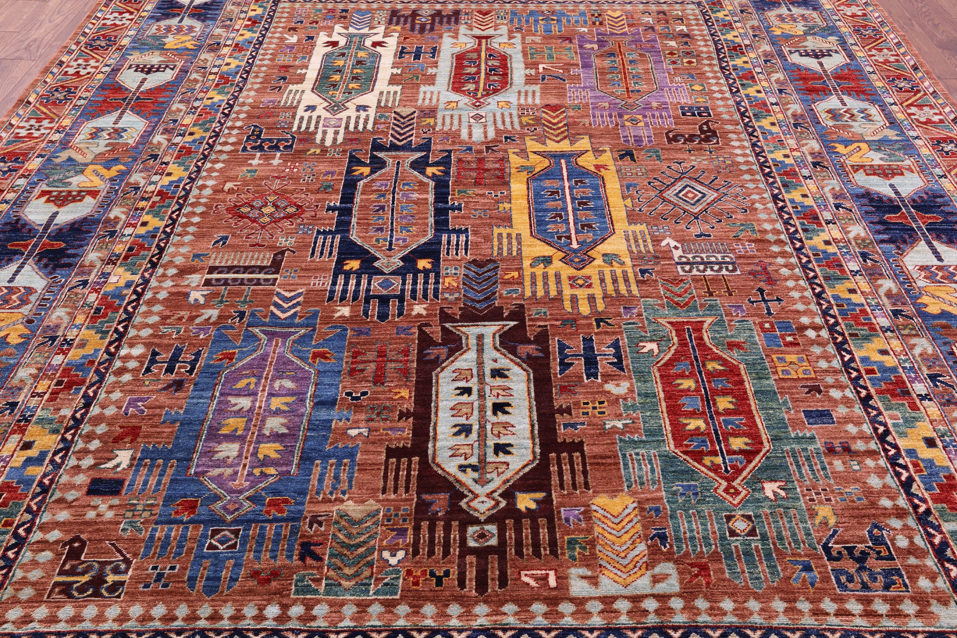 Persian Fine Serapi Hand Knotted Wool Rug - 8' 10" X 11' 5" - Golden Nile