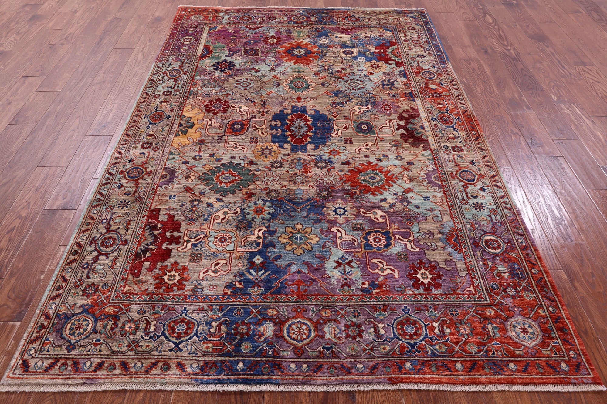 Persian Fine Serapi Handmade Wool Rug - 5' 7" X 8' 4" - Golden Nile